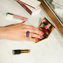 Bague Jonc en or blanc et améthystes - Castafiore