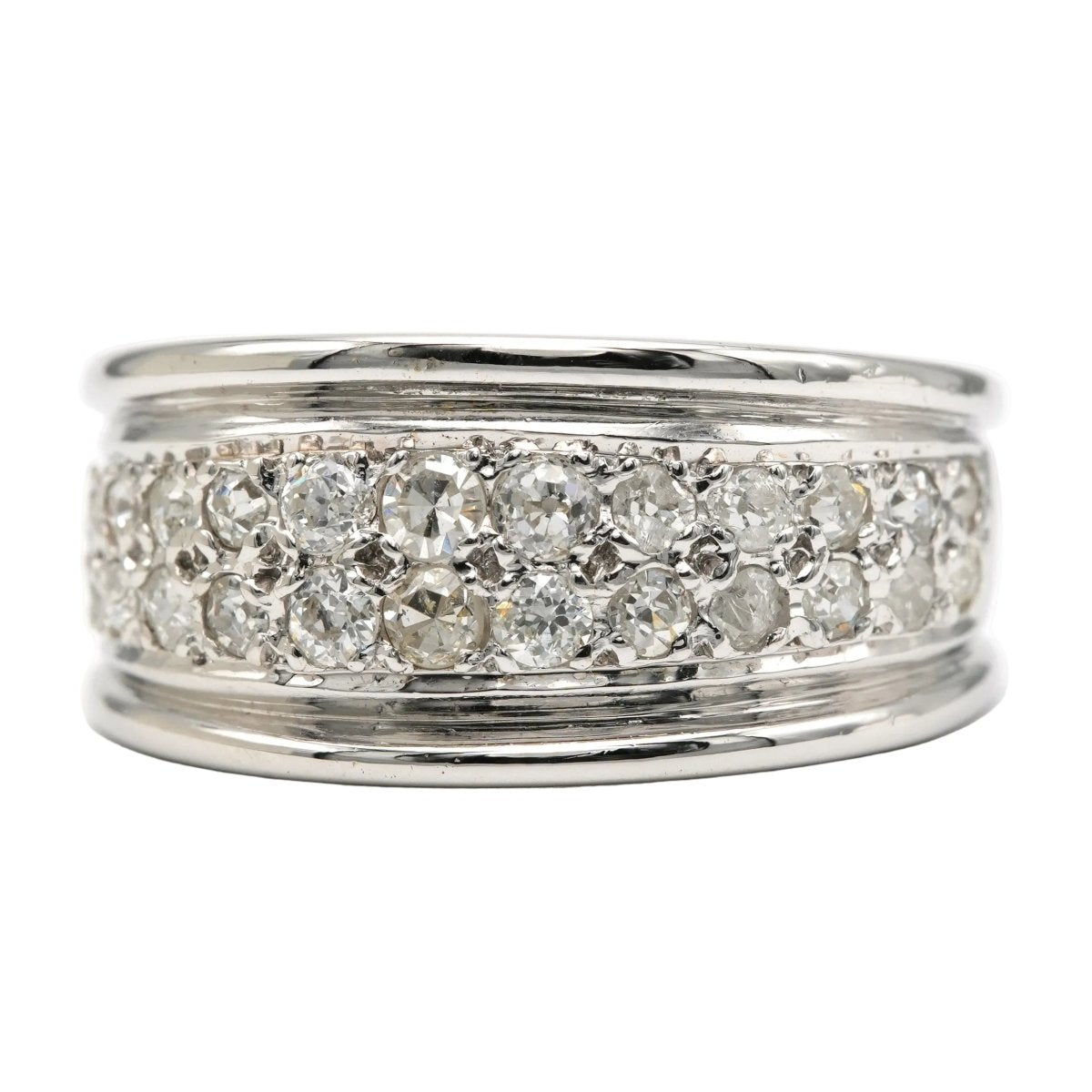Bague Jonc en or blanc et diamants - Castafiore