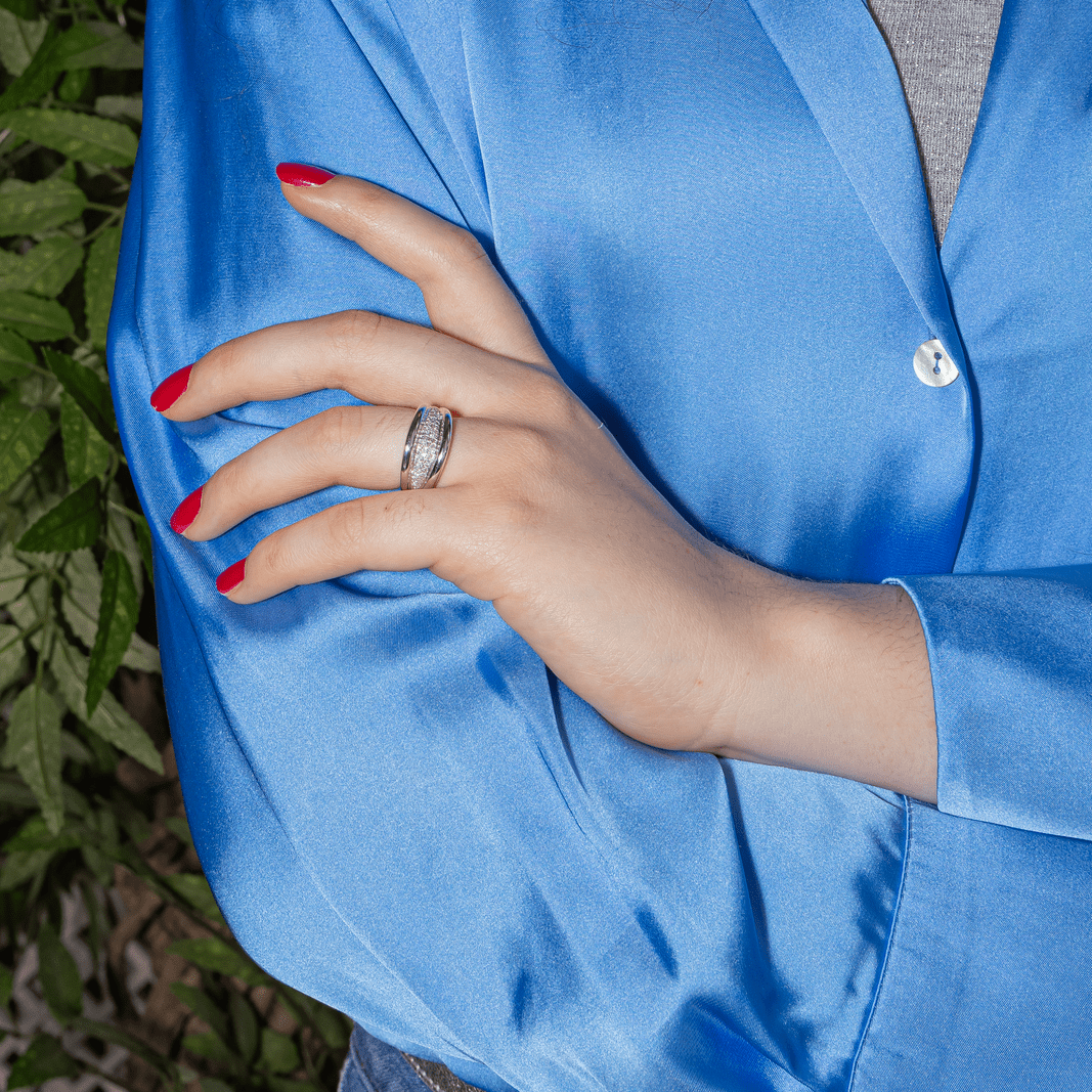 Bague Jonc en or blanc et diamants - Castafiore