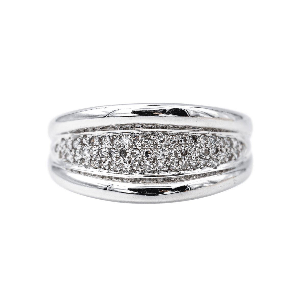 Bague Jonc en or blanc et diamants - Castafiore