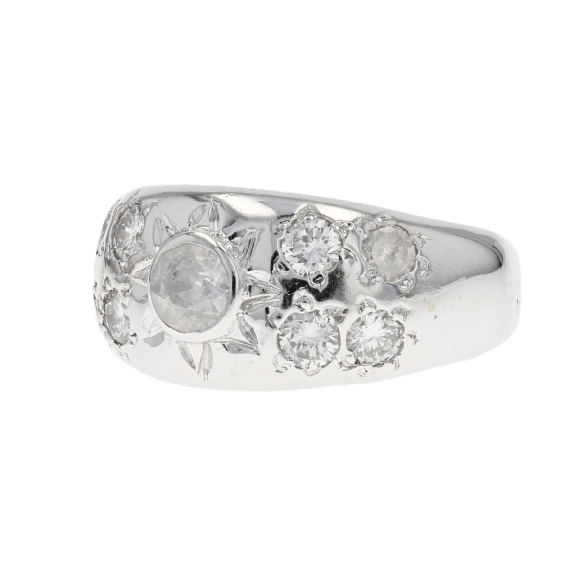 Bague Jonc en or blanc et diamants - Castafiore