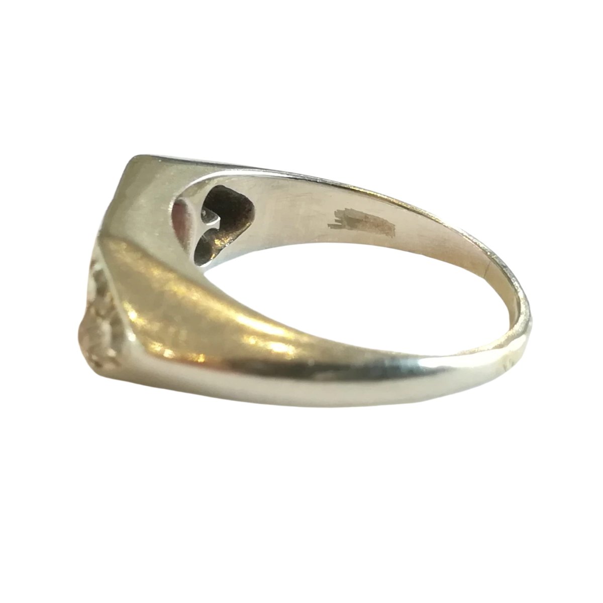 Bague jonc en or blanc et pierre rouge, Art Déco - Castafiore