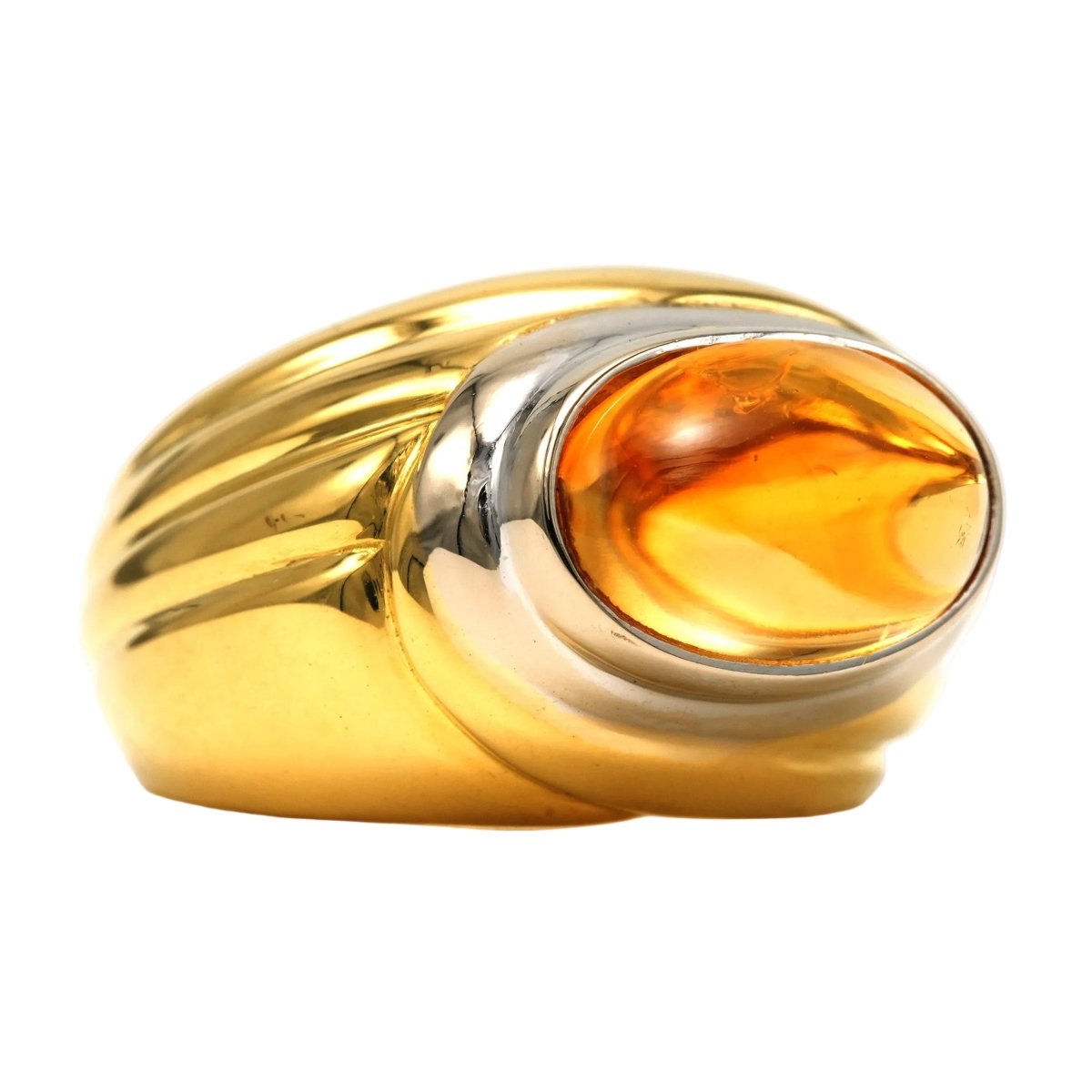 Bague Jonc en or blanc, or jaune et citrine - Castafiore