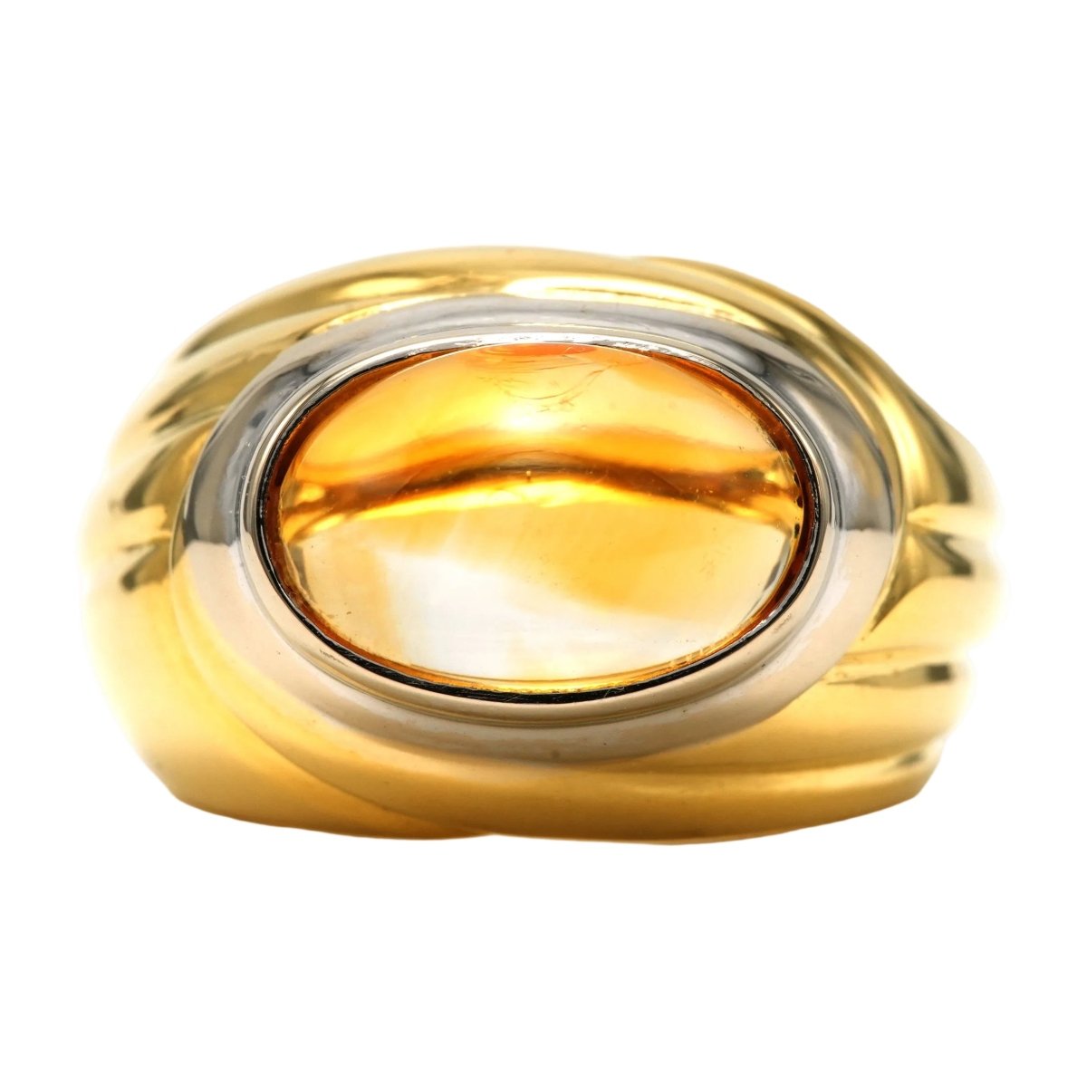 Bague Jonc en or blanc, or jaune et citrine - Castafiore