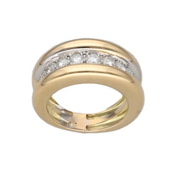 Bague Jonc en or blanc, or jaune et diamants - Castafiore