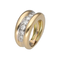 Bague Jonc en or blanc, or jaune et diamants - Castafiore