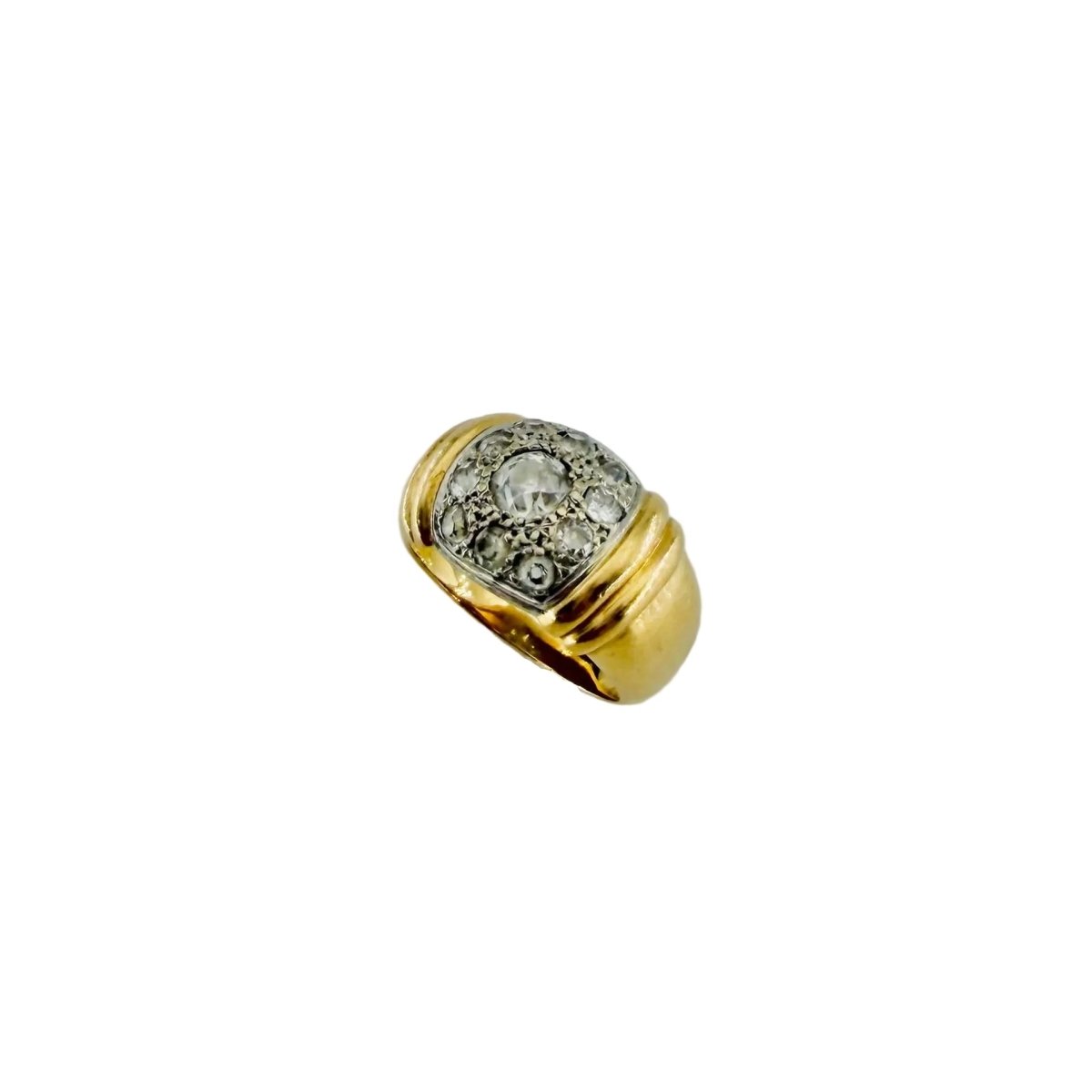 Bague Jonc en or blanc, or jaune et diamants - Castafiore