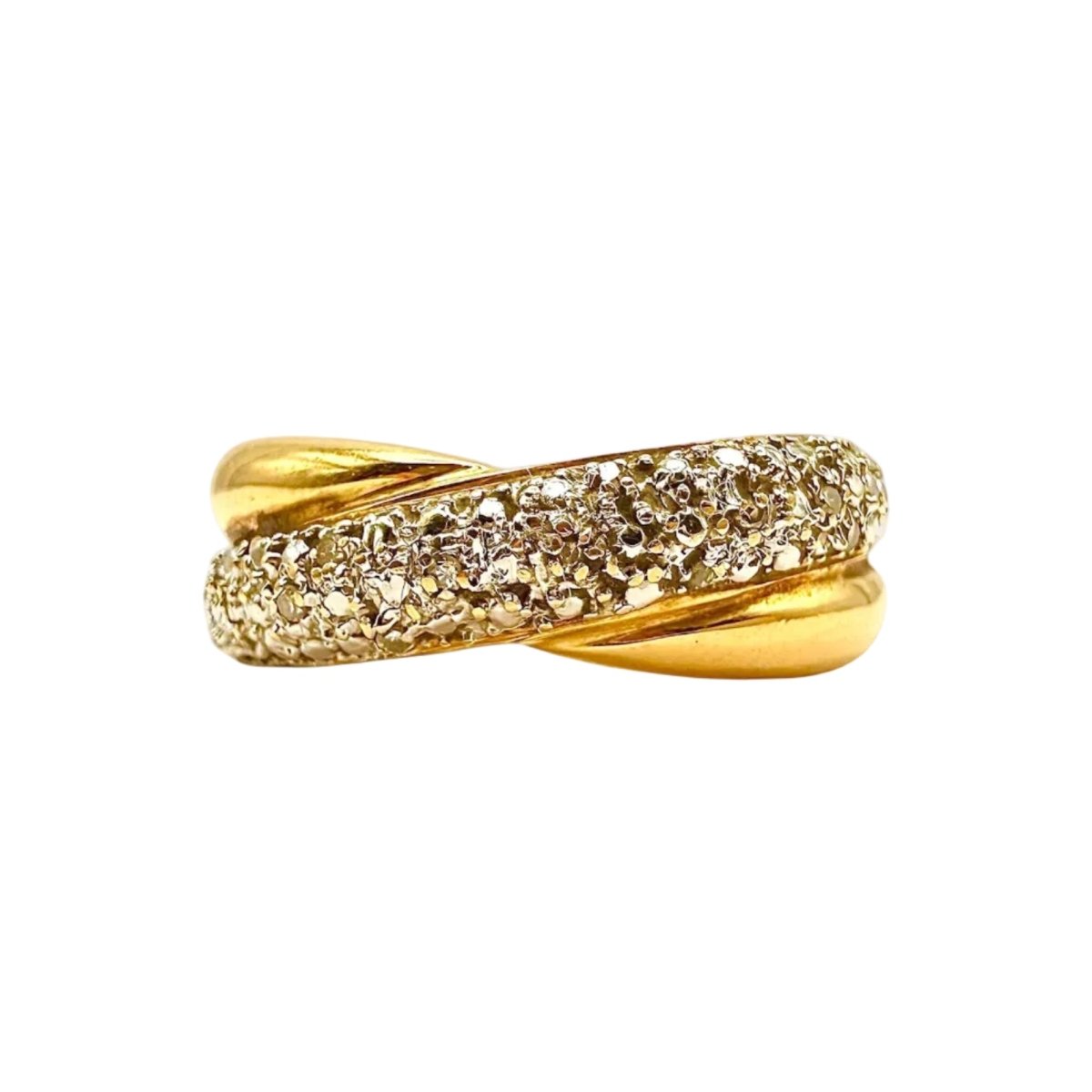 Bague Jonc en or blanc, or jaune et diamants - Castafiore