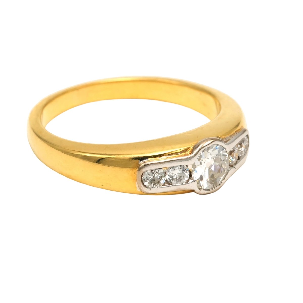 Bague Jonc en or blanc, or jaune et diamants - Castafiore