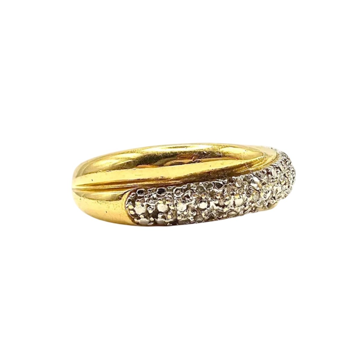 Bague Jonc en or blanc, or jaune et diamants - Castafiore