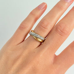Bague Jonc en or blanc, or jaune et diamants - Castafiore