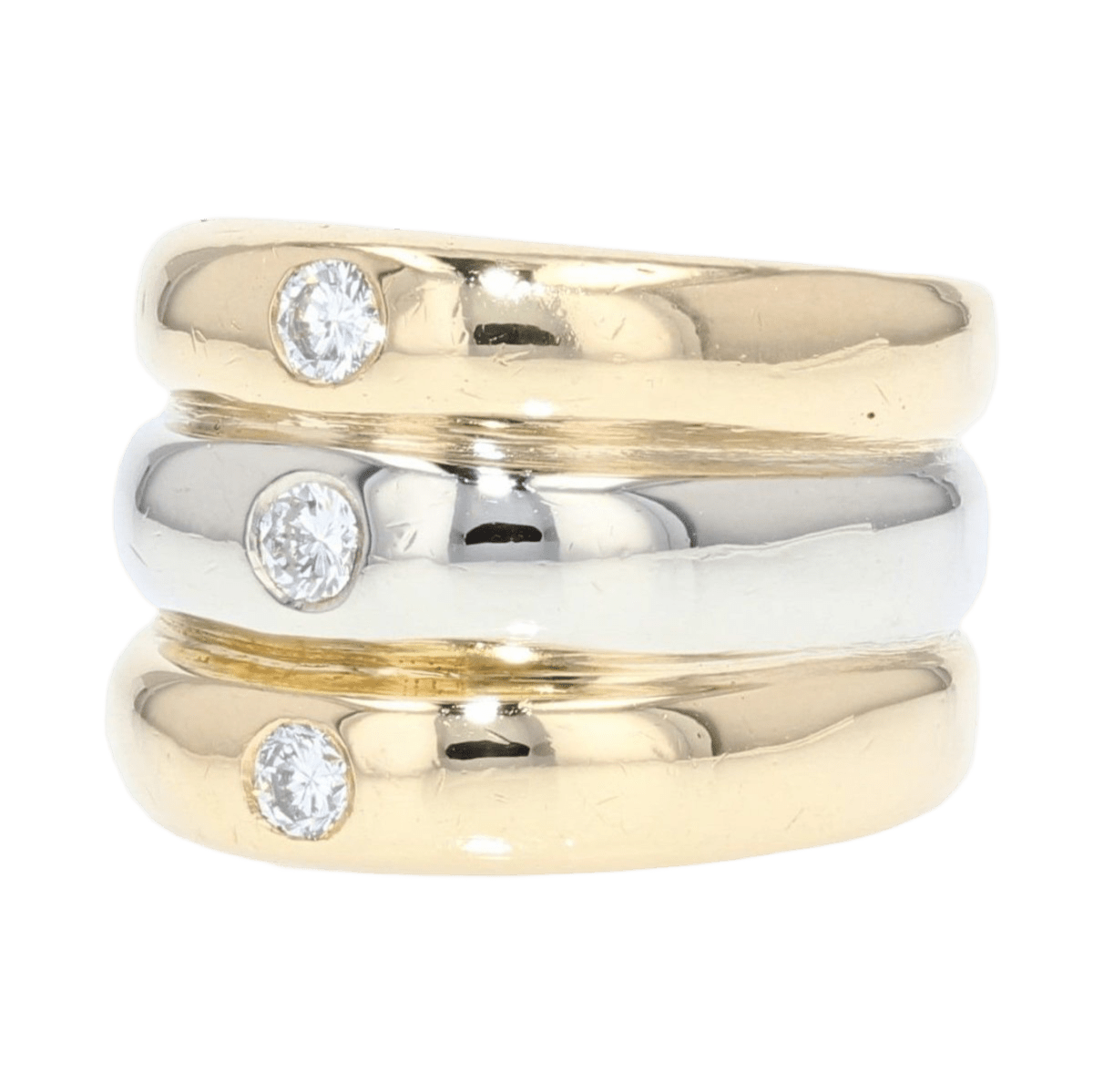 Bague Jonc en or blanc, or jaune, or rose et diamants - Castafiore
