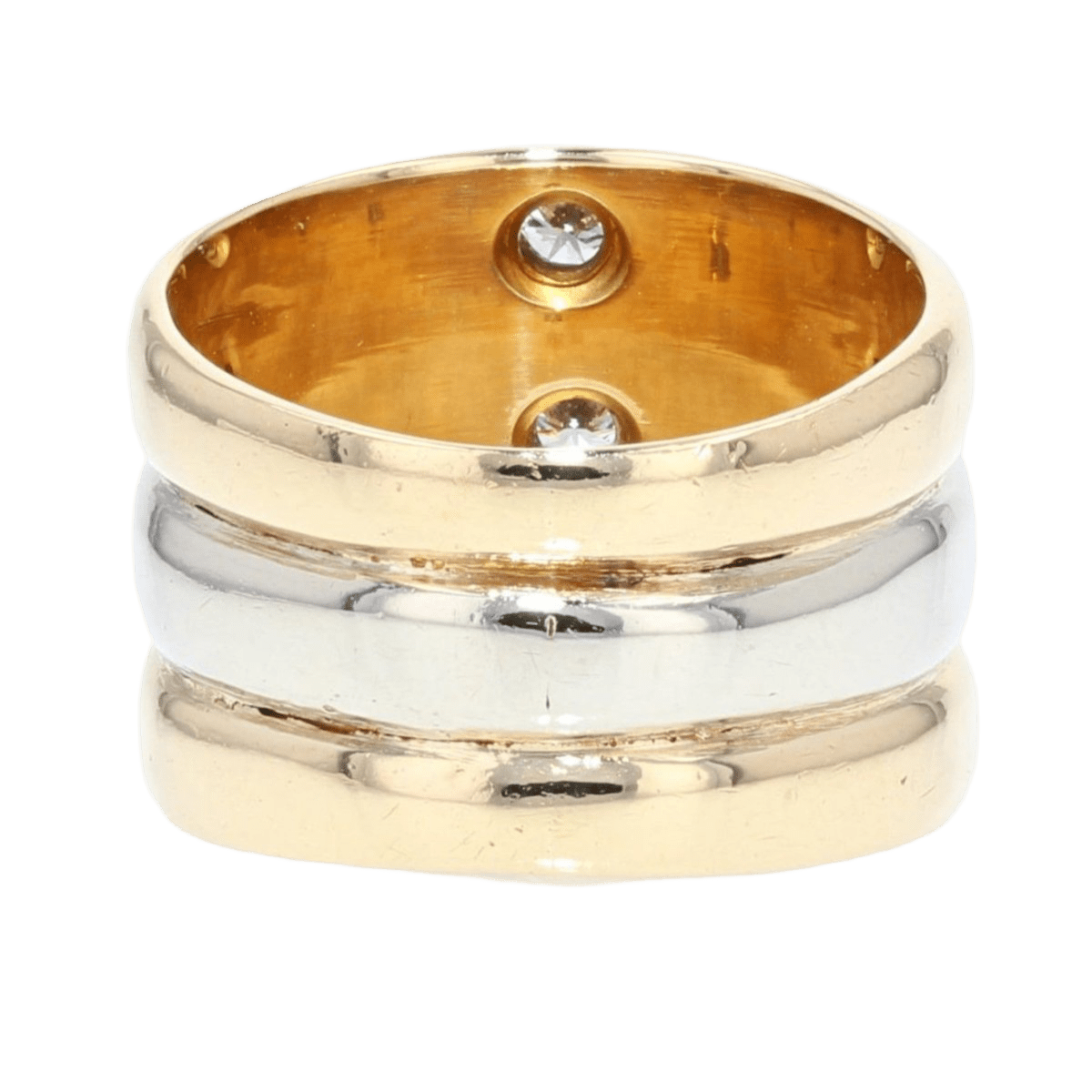 Bague Jonc en or blanc, or jaune, or rose et diamants - Castafiore