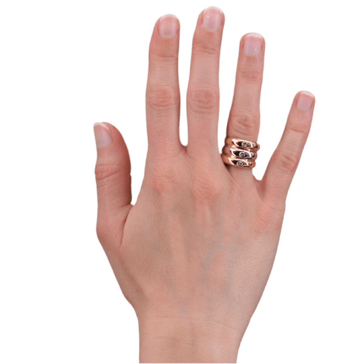 Bague Jonc en or blanc, or jaune, or rose et diamants - Castafiore