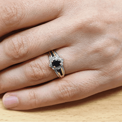 bague Jonc en or blanc, or jaune, saphir et diamants - Castafiore