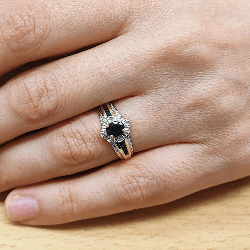bague Jonc en or blanc, or jaune, saphir et diamants - Castafiore