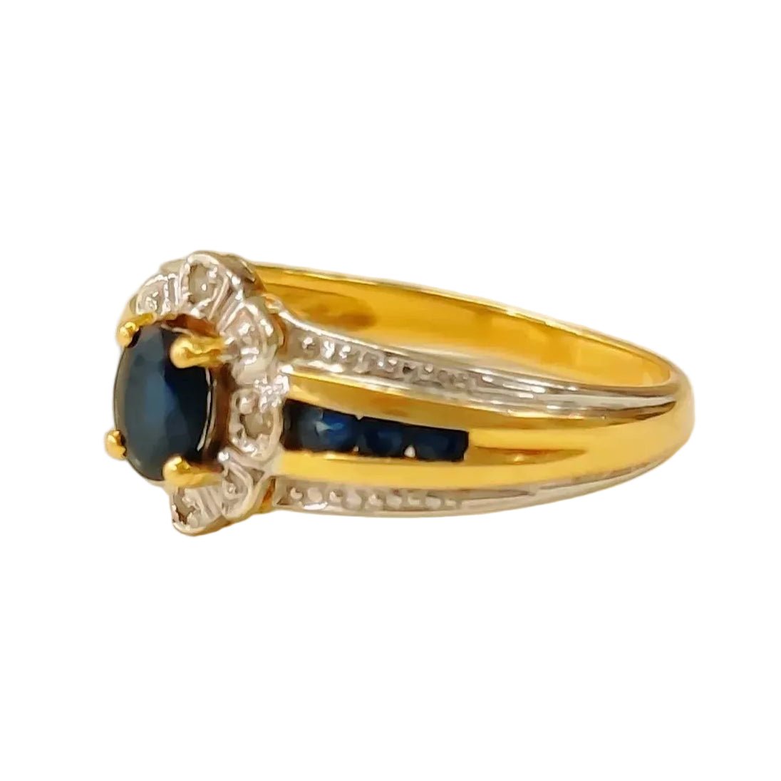 bague Jonc en or blanc, or jaune, saphir et diamants - Castafiore
