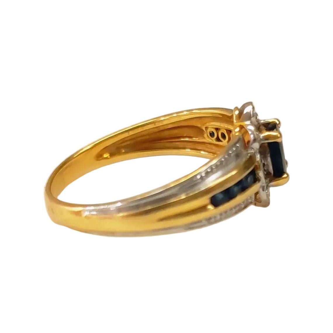 bague Jonc en or blanc, or jaune, saphir et diamants - Castafiore