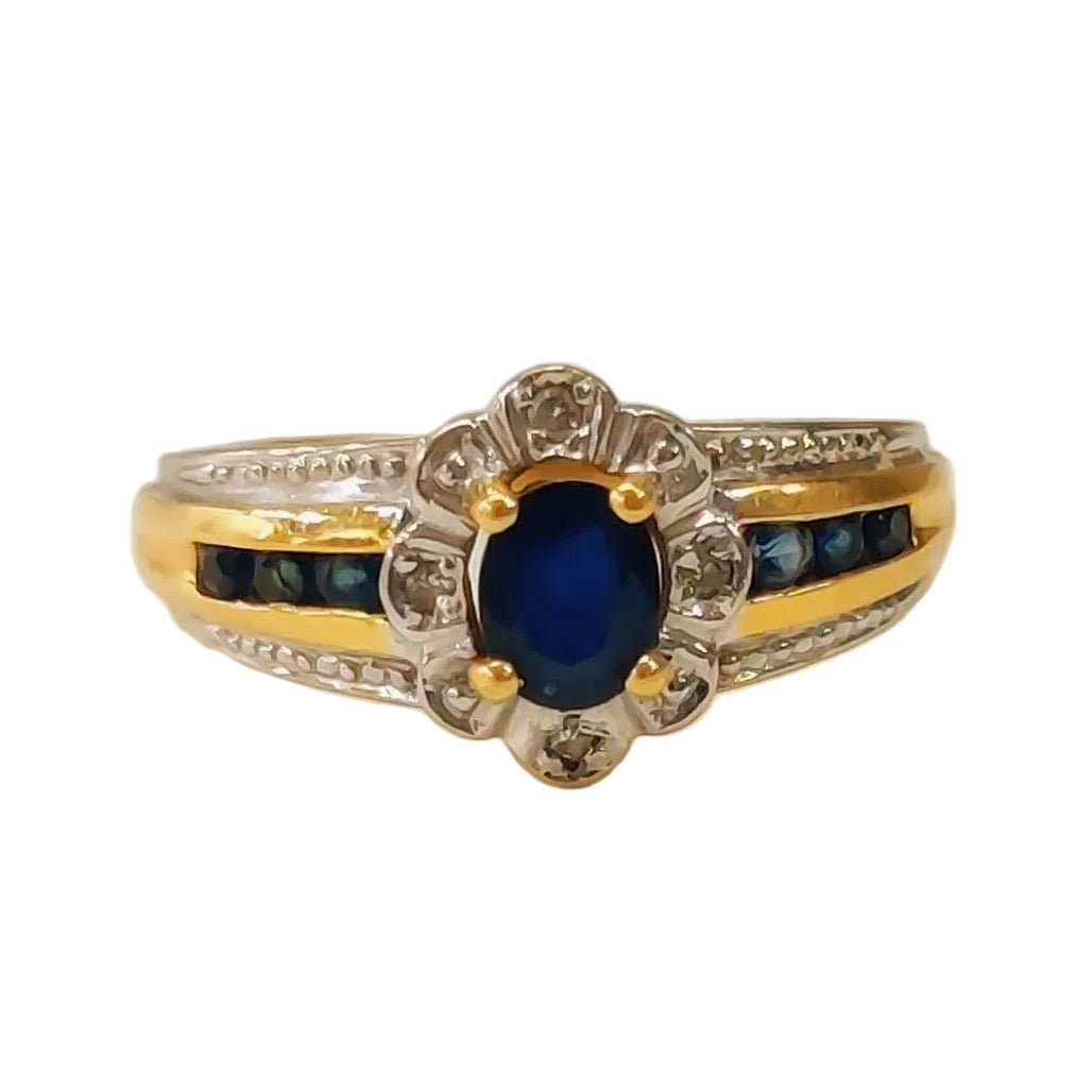 bague Jonc en or blanc, or jaune, saphir et diamants - Castafiore