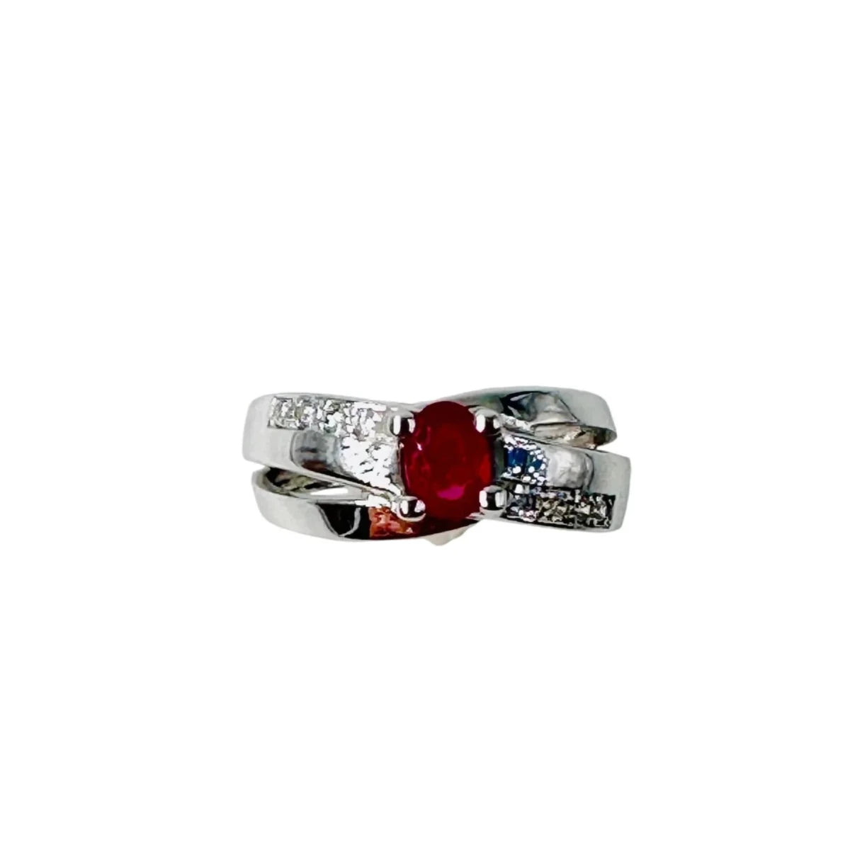 Bague Jonc en or blanc, rubis et diamants - Castafiore