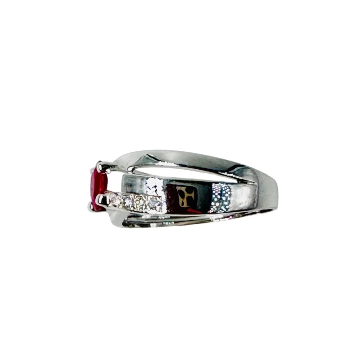 Bague Jonc en or blanc, rubis et diamants - Castafiore