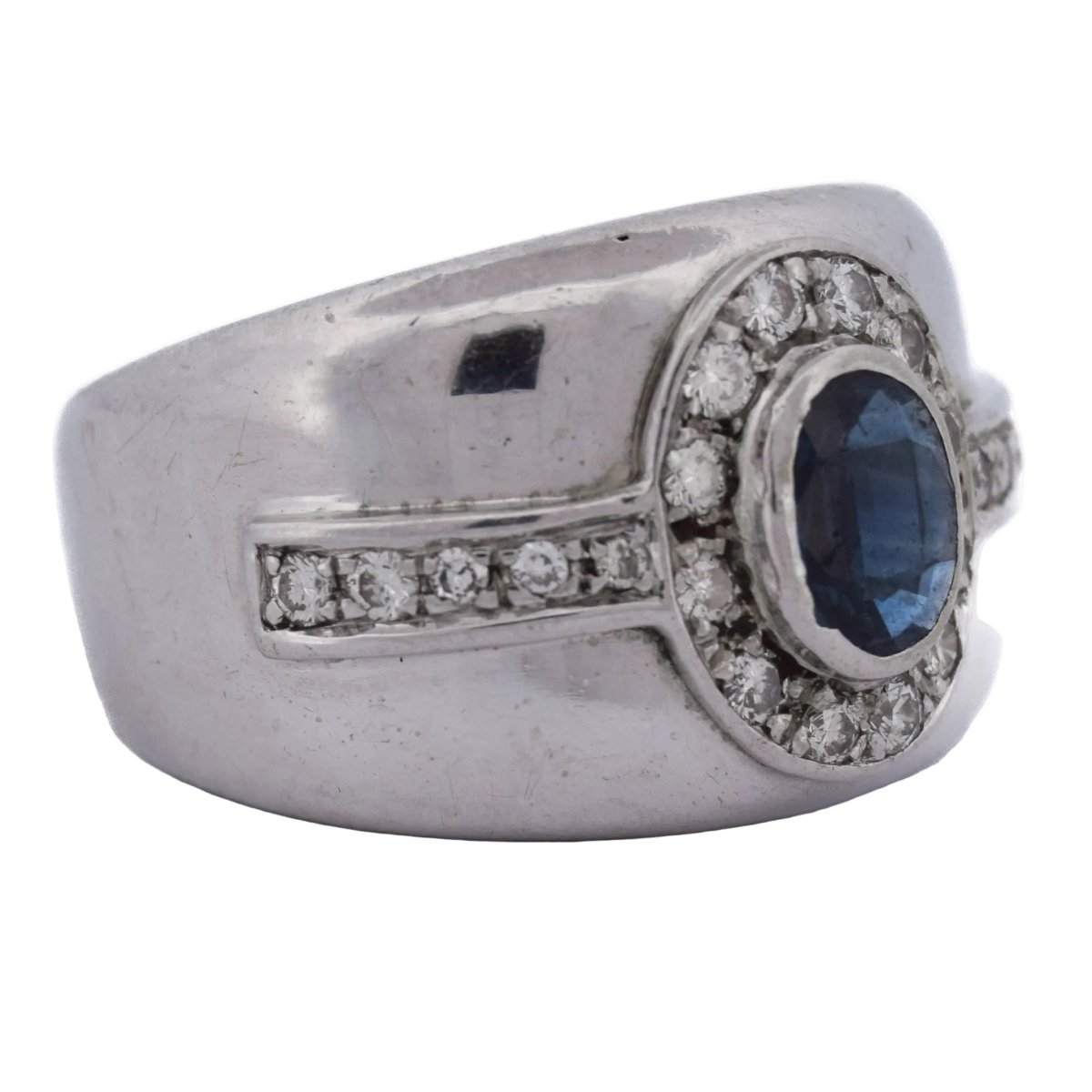Bague Jonc en or blanc, saphir et diamants - Castafiore