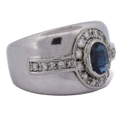 Bague Jonc en or blanc, saphir et diamants - Castafiore