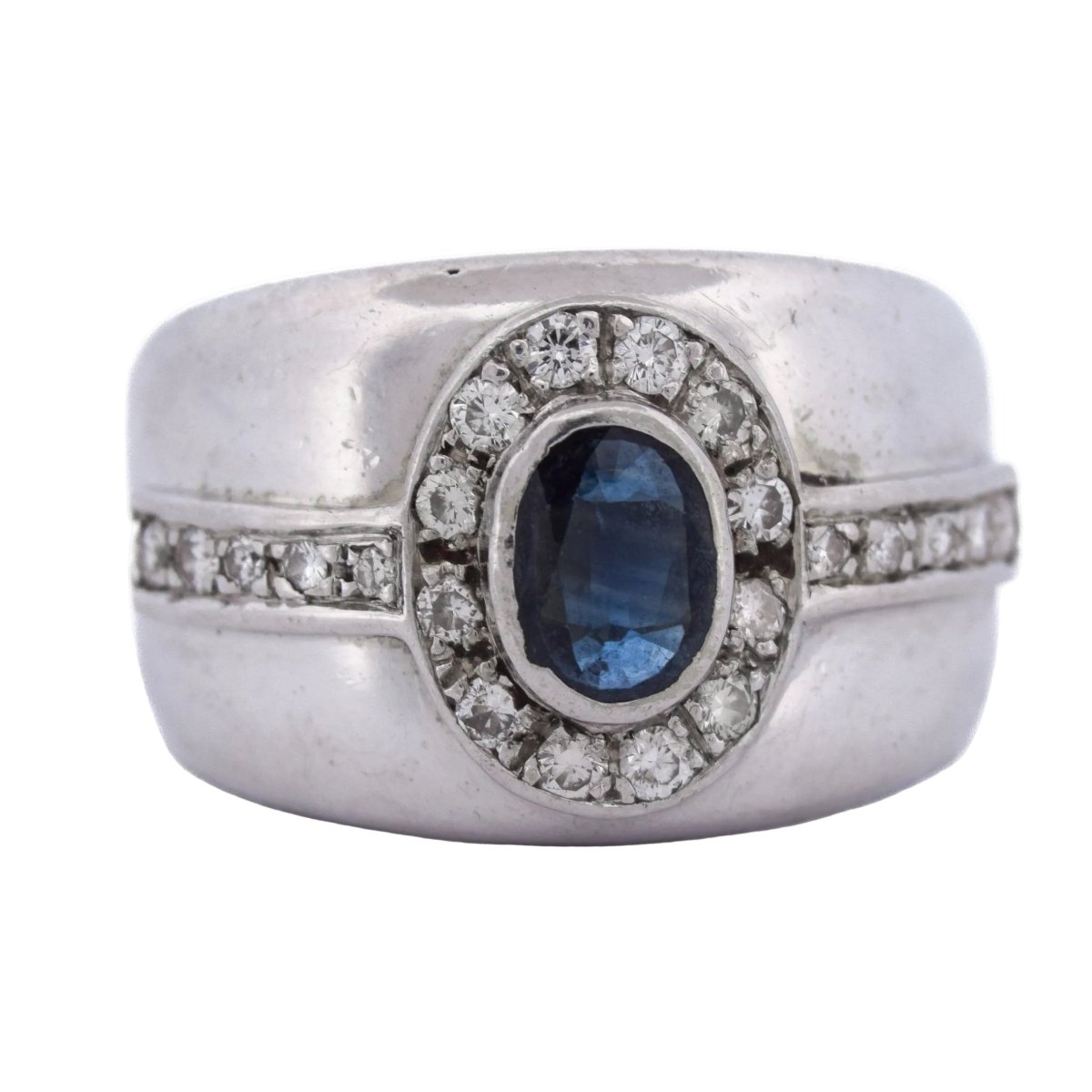 Bague Jonc en or blanc, saphir et diamants - Castafiore