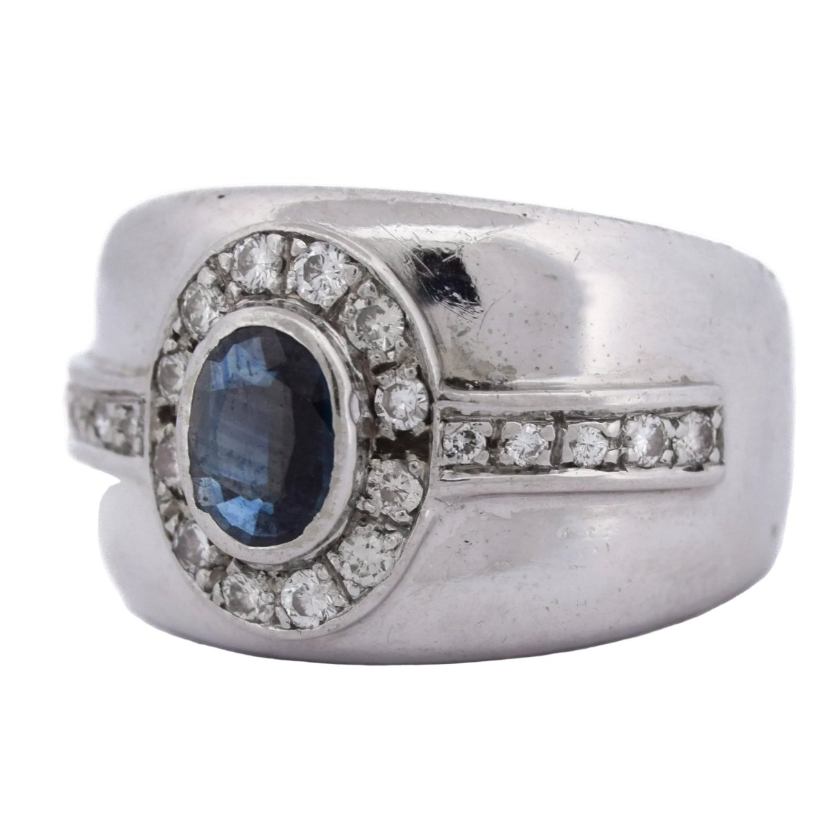 Bague Jonc en or blanc, saphir et diamants - Castafiore