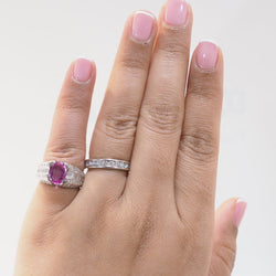 Bague Jonc en or blanc, saphir et diamants - Castafiore