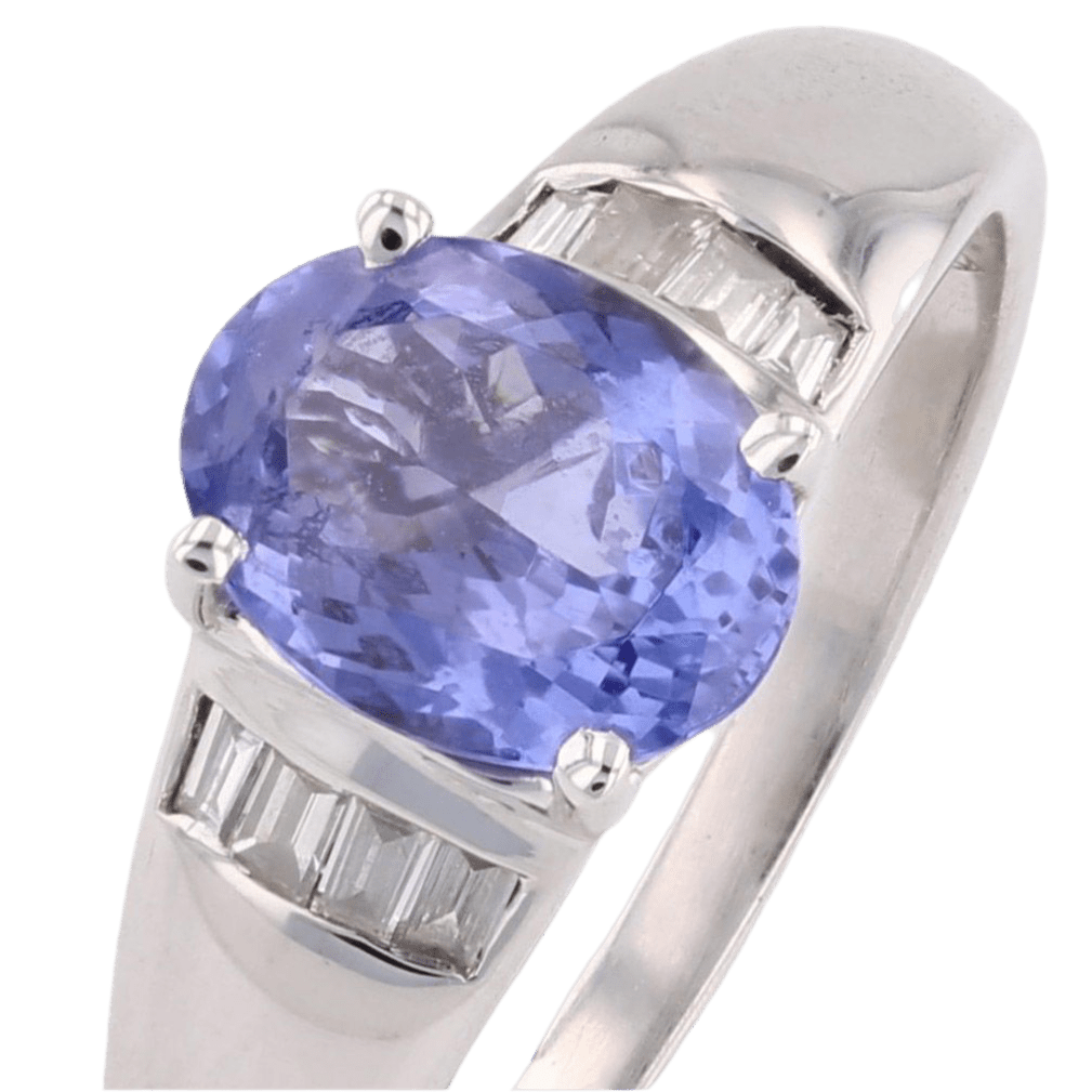 Bague Jonc en or blanc, tanzanine et diamants - Castafiore
