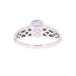 Bague Jonc en or blanc, tanzanine et diamants - Castafiore