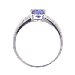 Bague Jonc en or blanc, tanzanine et diamants - Castafiore