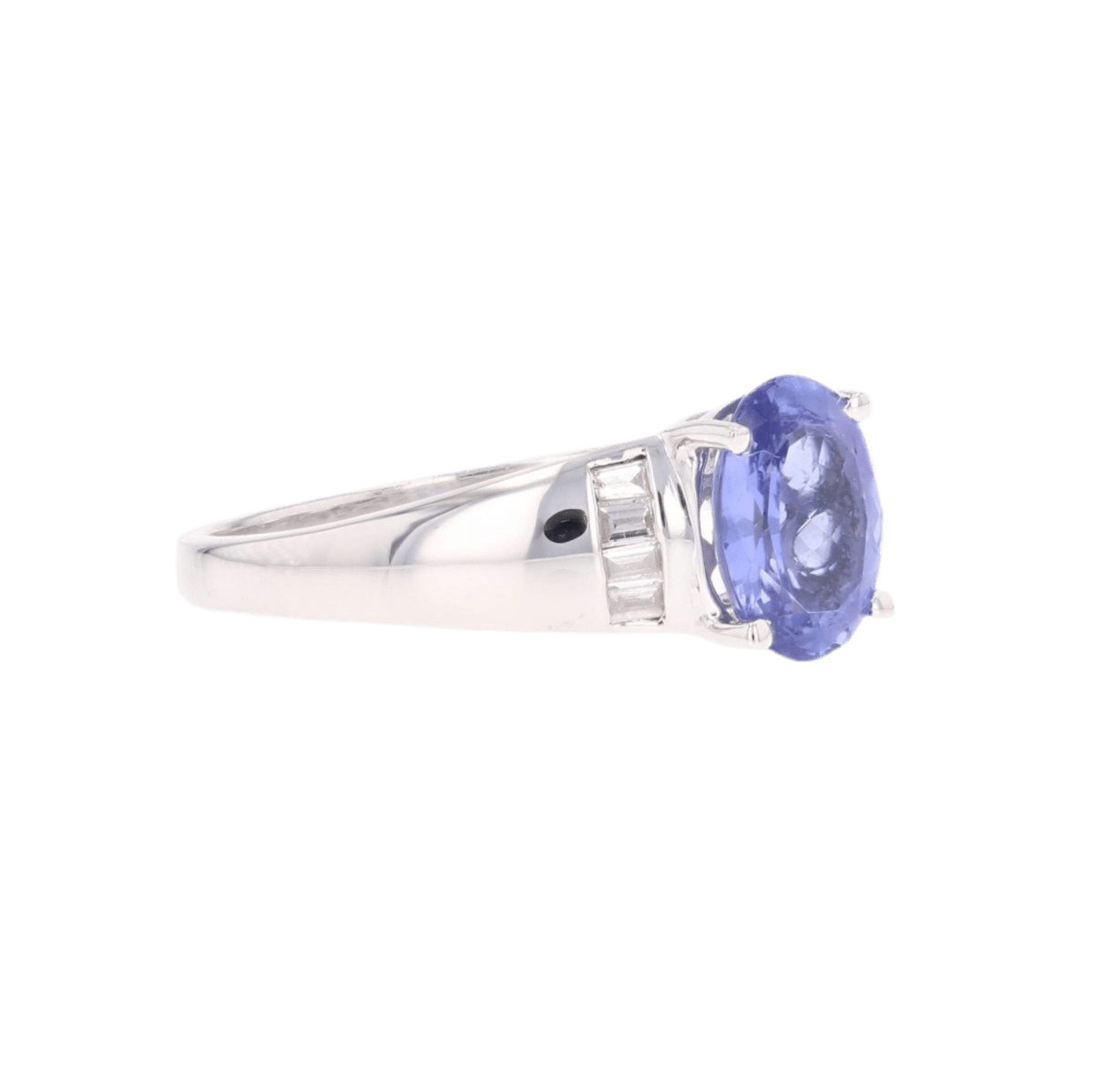 Bague Jonc en or blanc, tanzanine et diamants - Castafiore