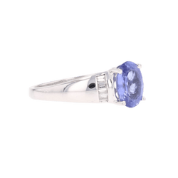 Bague Jonc en or blanc, tanzanine et diamants - Castafiore