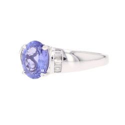Bague Jonc en or blanc, tanzanine et diamants - Castafiore