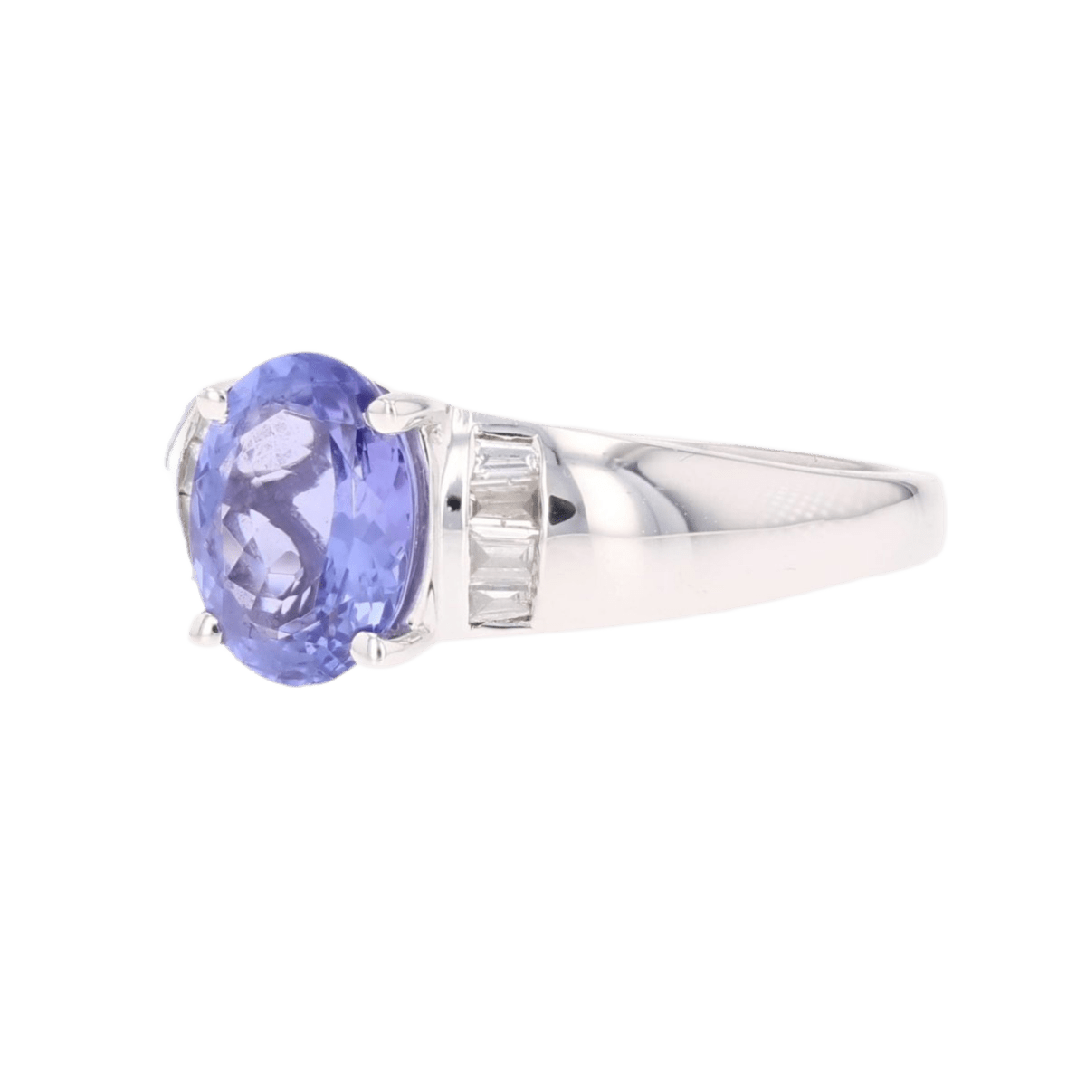 Bague Jonc en or blanc, tanzanine et diamants - Castafiore