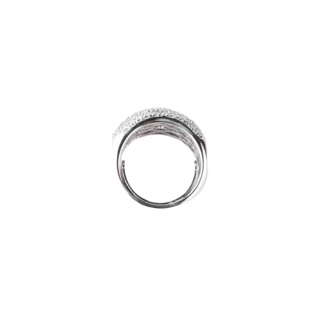 Bague jonc en or gris pavée de diamants - Castafiore
