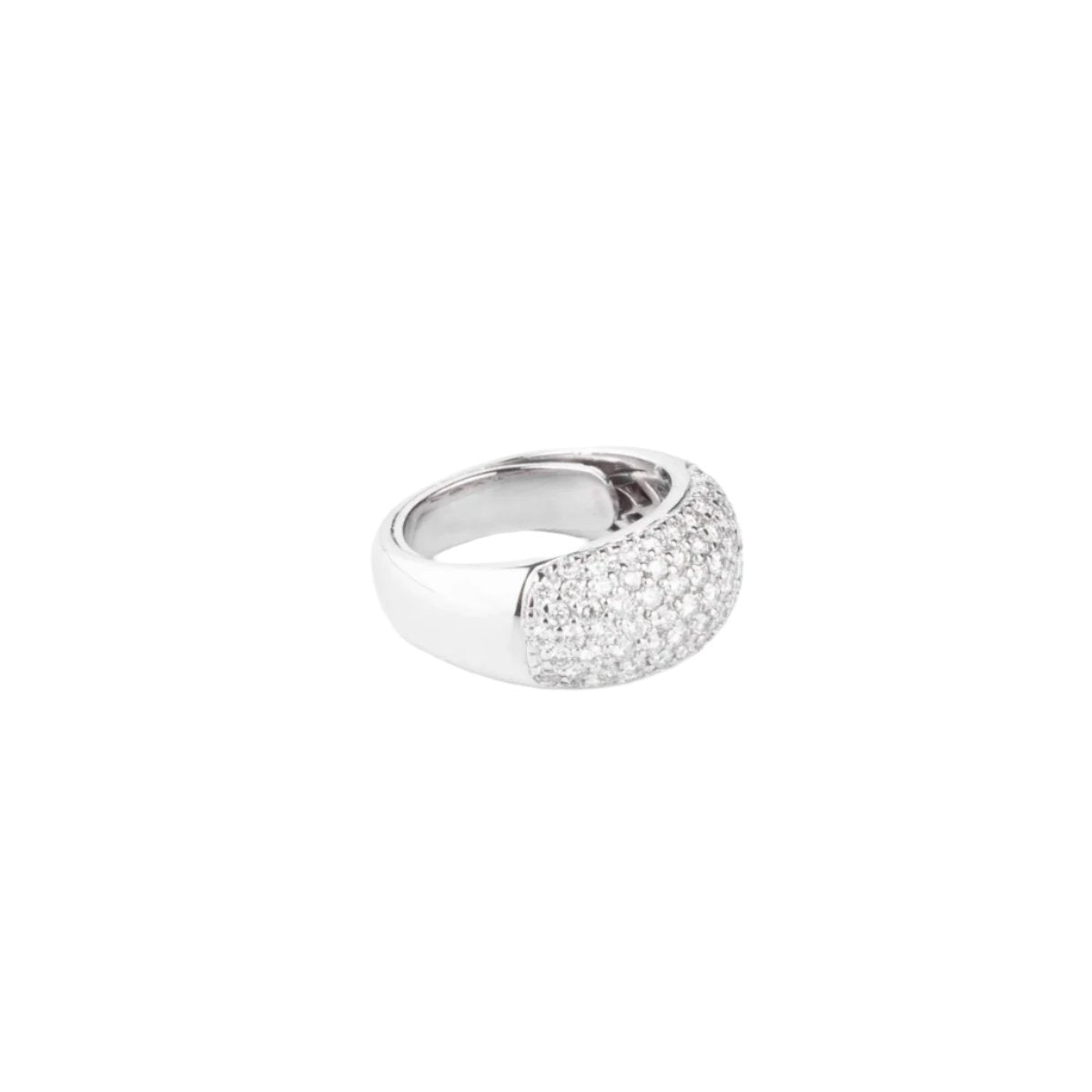 Bague jonc en or gris pavée de diamants - Castafiore