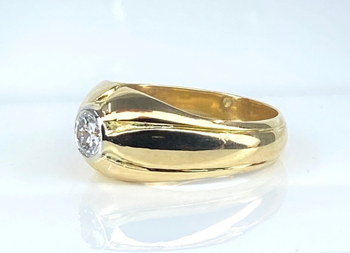 Bague jonc en or jaune 18 carats et diamant 0,50 carat - Castafiore
