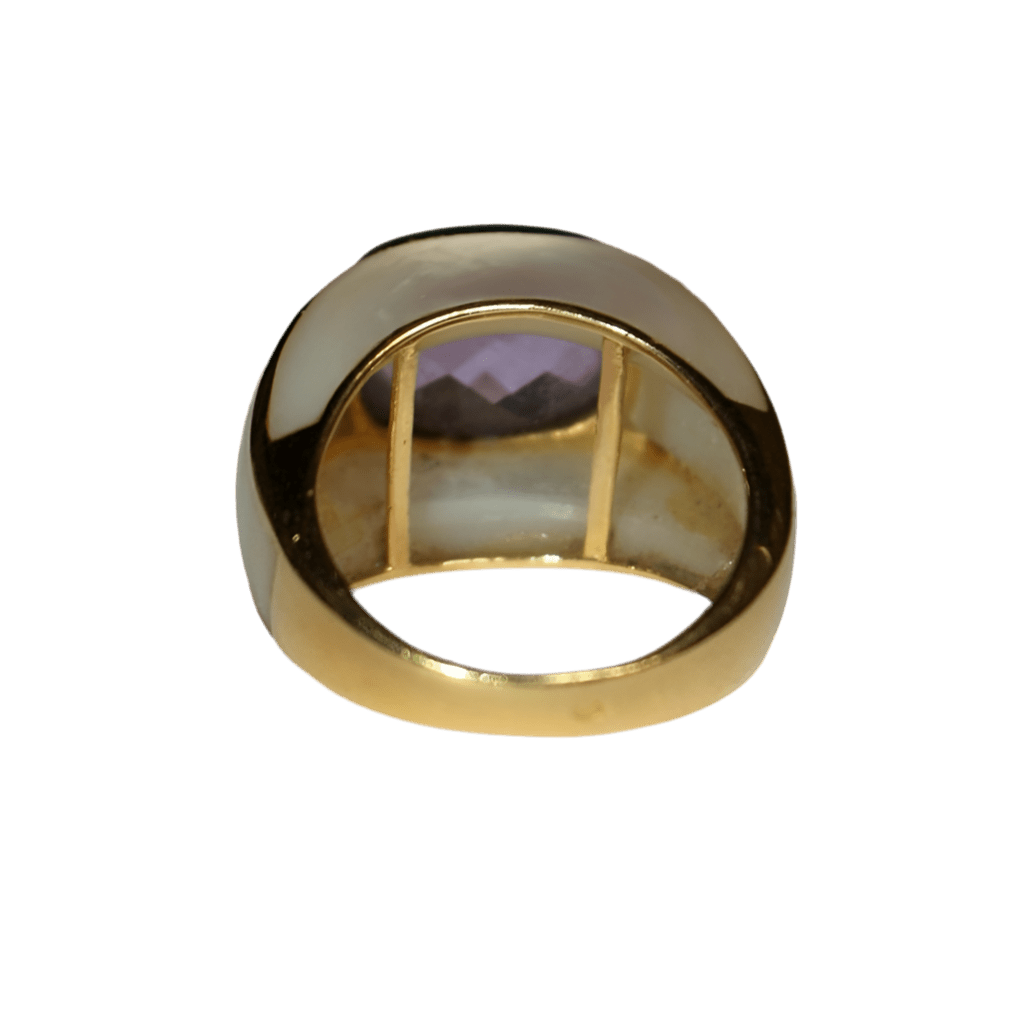 Bague JONC en or jaune, améthyste et nacre - Castafiore