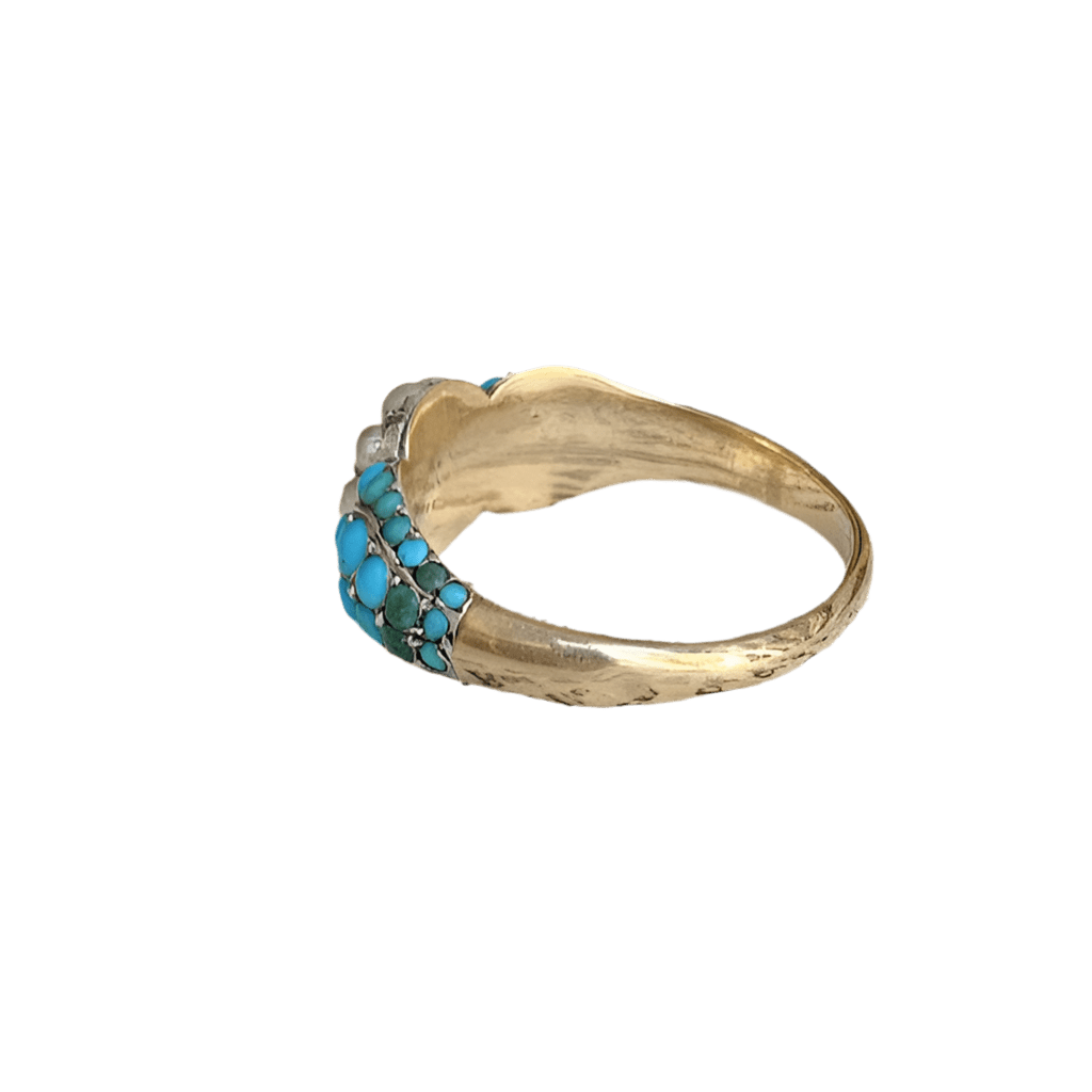 Bague Jonc en or jaune, argent, perles et turquoise - Castafiore