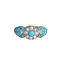 Bague Jonc en or jaune, argent, perles et turquoise - Castafiore