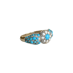 Bague Jonc en or jaune, argent, perles et turquoise - Castafiore