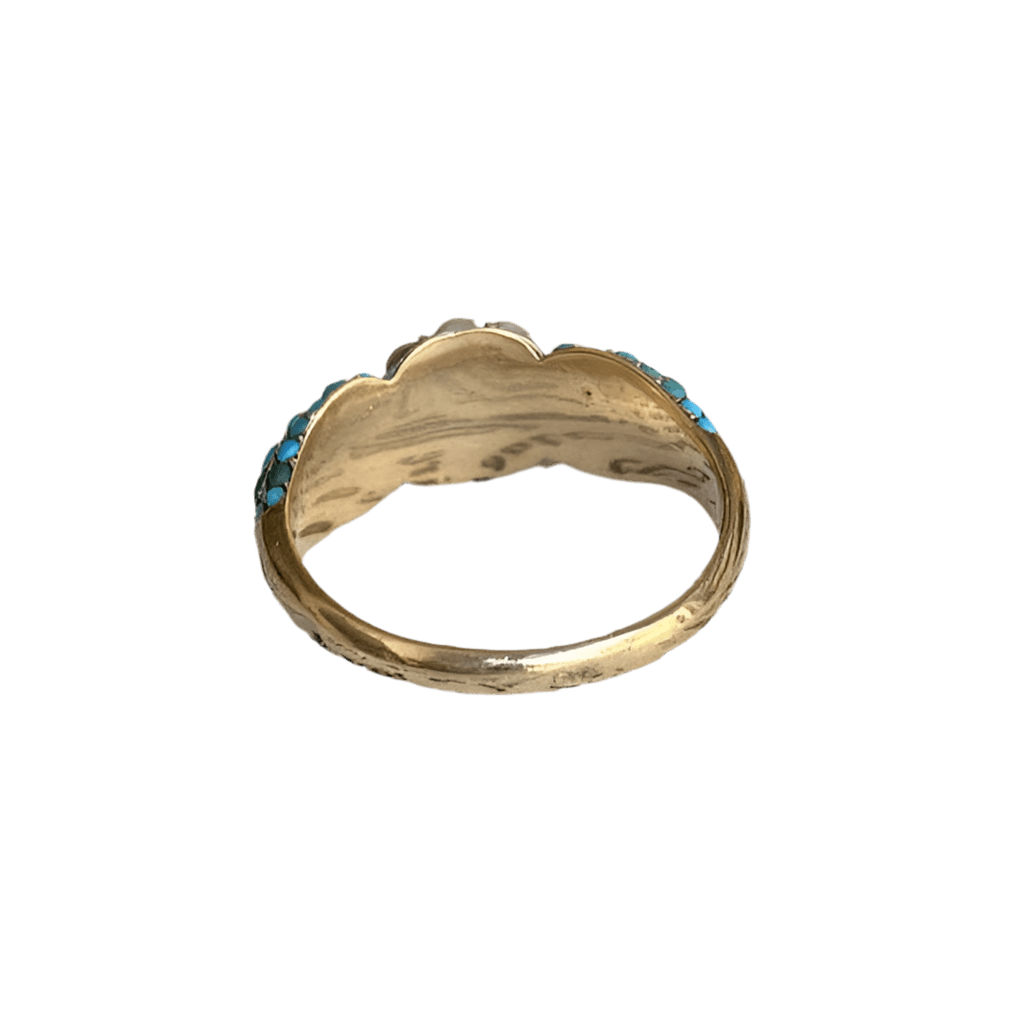 Bague Jonc en or jaune, argent, perles et turquoise - Castafiore