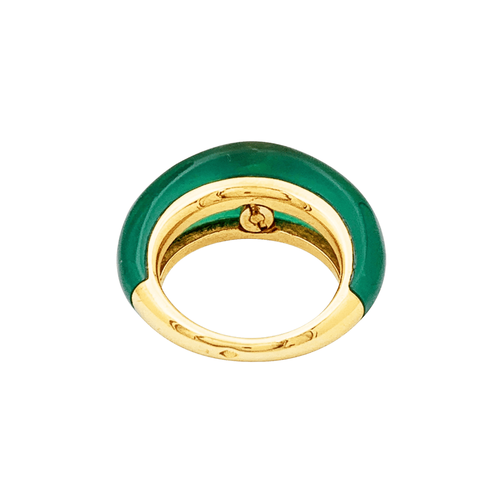 Bague Jonc en or jaune, chrysoprase et diamant - Castafiore