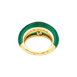 Bague Jonc en or jaune, chrysoprase et diamant - Castafiore