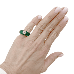 Bague Jonc en or jaune, chrysoprase et diamant - Castafiore