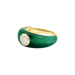 Bague Jonc en or jaune, chrysoprase et diamant - Castafiore