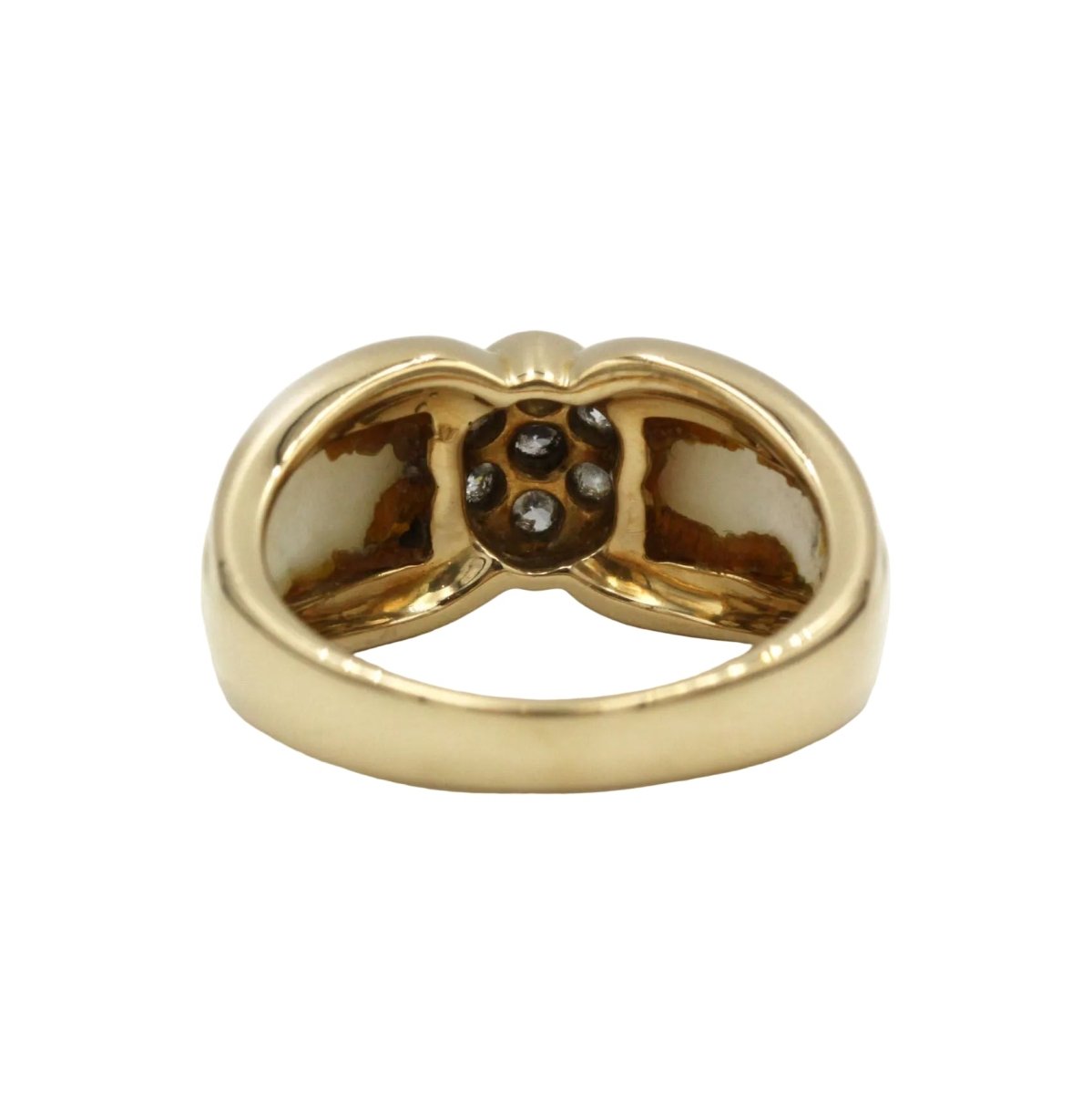 Bague Jonc en or jaune, cristal de roche et diamants - Castafiore